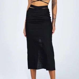 PRINCESSPOLLY BLACK SKIRT WITH STRAP DETAIL